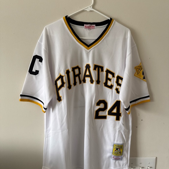 Mitchell & Ness White and Black Pirates Jersey